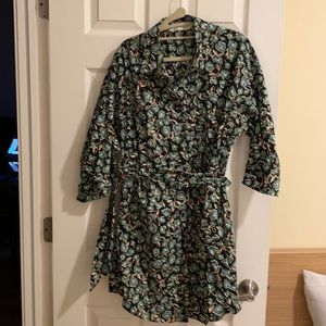 Zara Floral Button Up Collar Shirt Dress